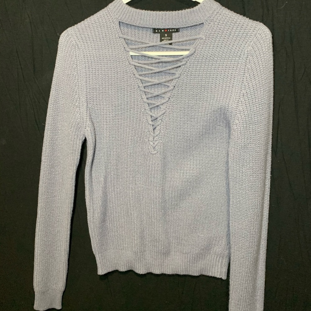 Knit Lace Up Sweater